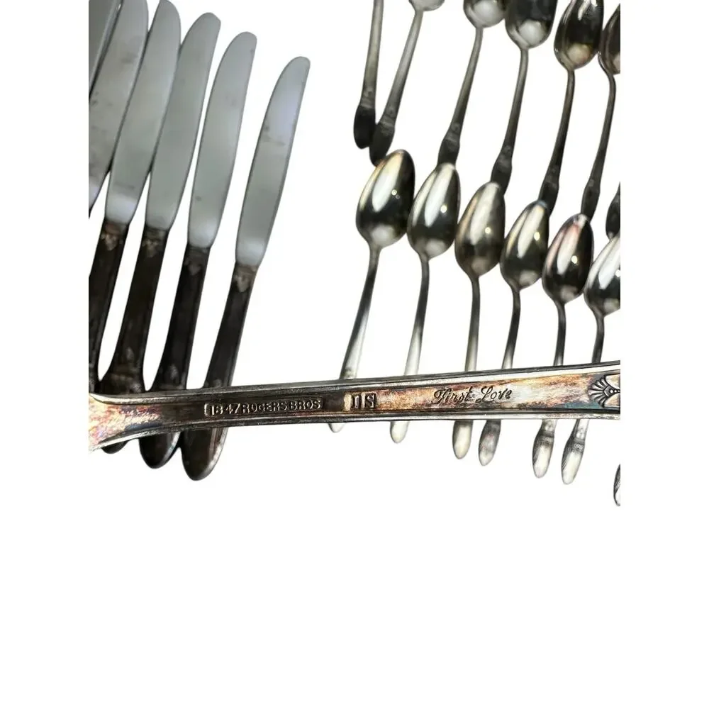 1847 Rogers Bros First Love Silverplate Flatware Set 55 Pieces Service + Serving